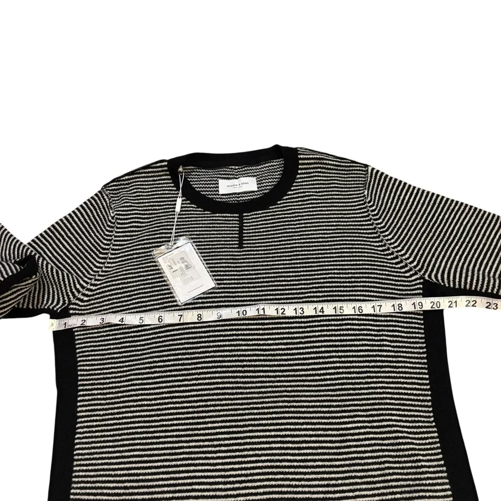 Ovadia & Sons New York Wool Striped Long Sleeve Knit‎ Henley Top Men's